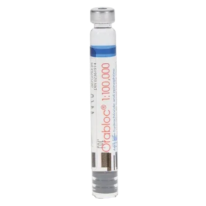 Orabloc Articaine HCl 4%, with Epinephrine, 1:100,000, 1.7 ml, Red, 50/Pk, 2101051