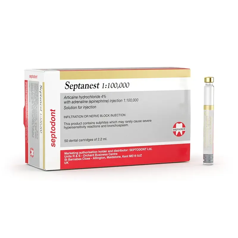 Septanest SP, Articaine HCl 4%, with Epinephrine, 1:100,000, 1.7 ml, 50/Pk, 99145