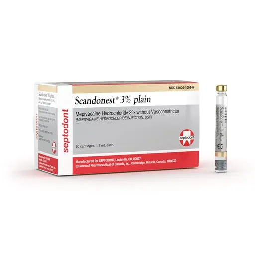 Scandonest, Mepivacaine Plain HCl 3%, 1.7 ml, 50/Pk, 99203
