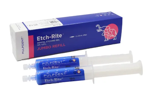 Pulpdent-Etch-Rite Dental Etching Gel, 38% Phosphoric Acid, Jumbo Syringe Refill, 25 ml, 2/Pk, ET-50R