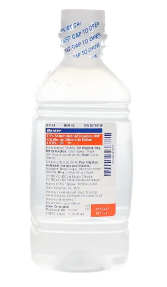 Baxter Healthcare-0.9% Sodium Chloride (NaCl) Saline Irrigation, USP, Bottle, 1000 ml, 1/Pk, JF7124