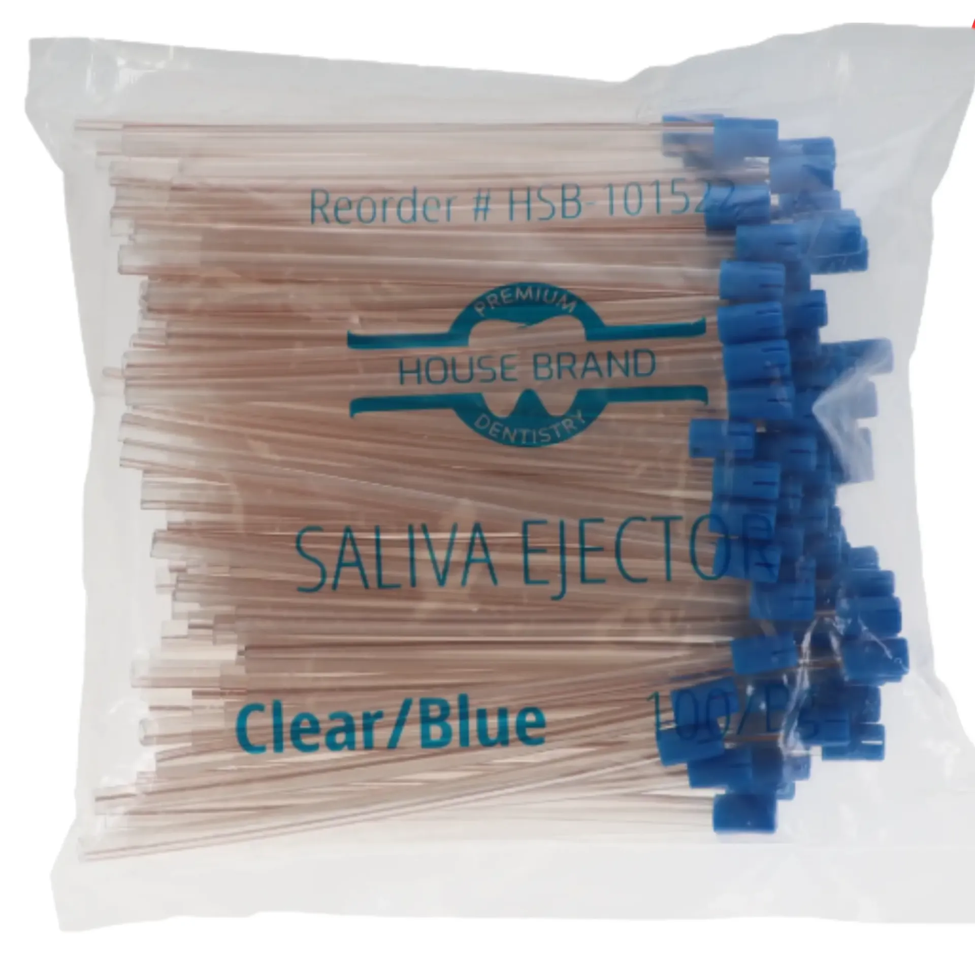 HSB-Saliva Ejector Clear Blue, 100/Bg, 101522