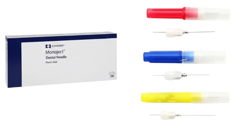 Kendall Healthcare-Monoject Dental Needles-PlasticHub-100/Pk (25G Long, Red)