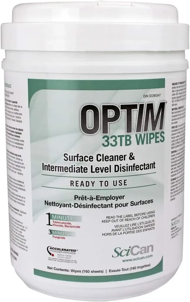 SciCan- Optim 33TB, Disinfectant Wipes, Unscented, 160/Pk, SCI33W12