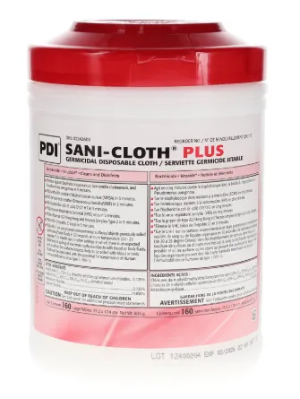 PDI-Sani-Cloth Plus Germicidal Disposable Wipes, 6" x 6.75", Large, 160 Wipes/Pk, Q90172