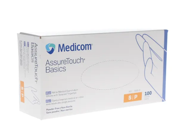 Medicom-AssureTouch Basics, Blue, Nitrile, Small, 100/Pk, 9985-B