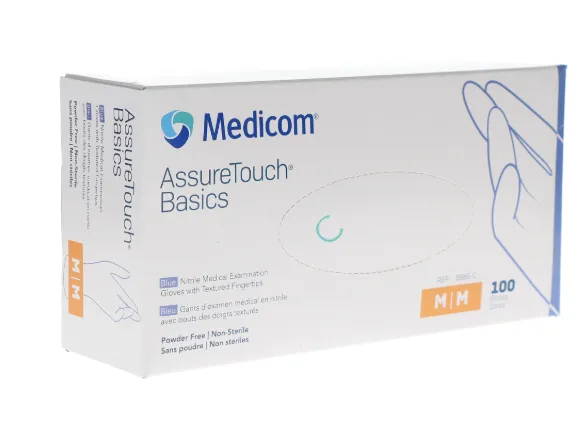 Medicom-AssureTouch Basics, Blue, Nitrile, Medium, 100/Pk, 9985-C