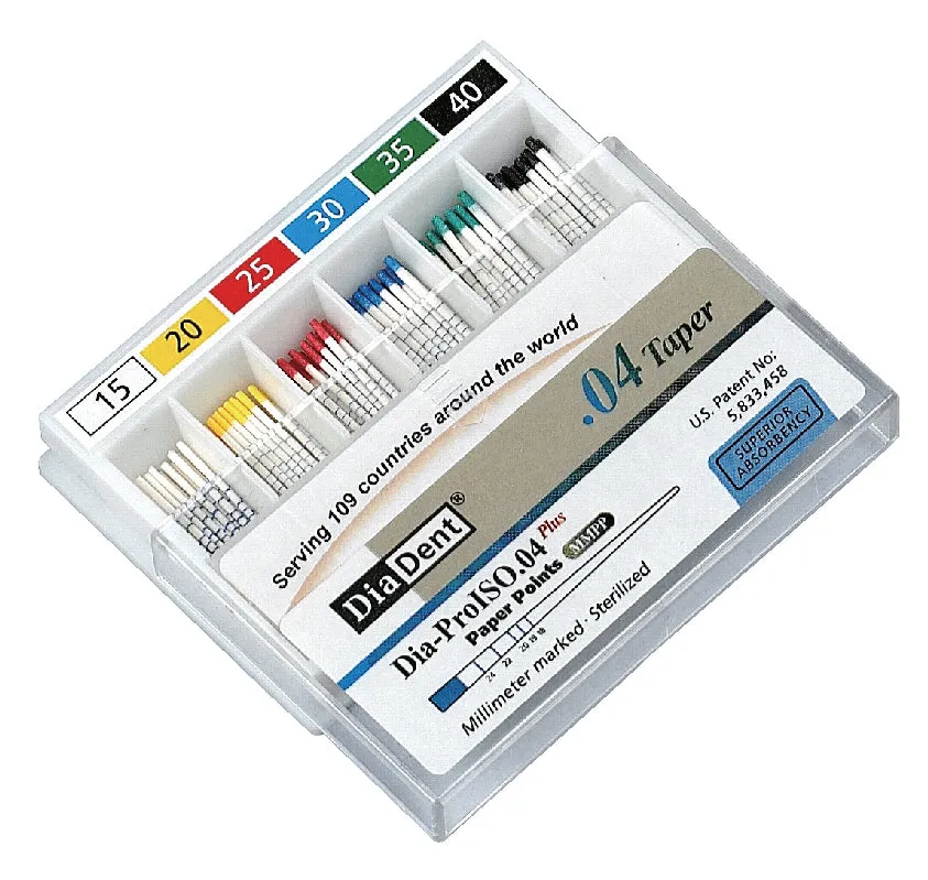 Diadent-Paper Points, MM, Dia-ProISO GT .04 #15/40, Spillproof, 100/Pk, MP210-691