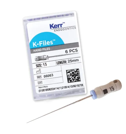 [06063] Kerr-K-File, Stainless Steel, 25 mm, # 15, White, 6/Pk, 06063