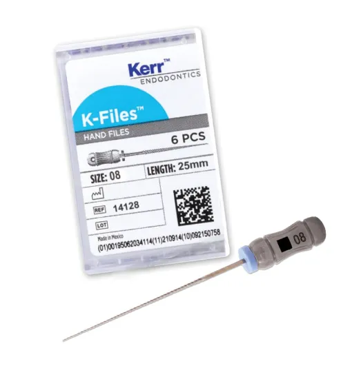 Kerr-K-File, Stainless Steel, 25 mm, # 08, Grey, 6/Pk, 14128
