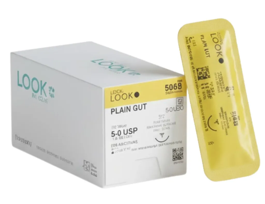 LOOK™ Sutures Plain Gut Reverse Cutting Needle-12/box (C6 4-0 18”-591B)