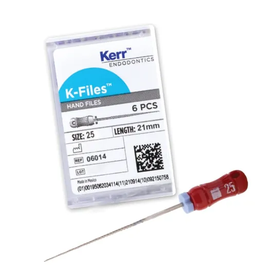 Kerr-K-File, Stainless Steel, 21 mm, # 25, Red, 6/Pk, 06014