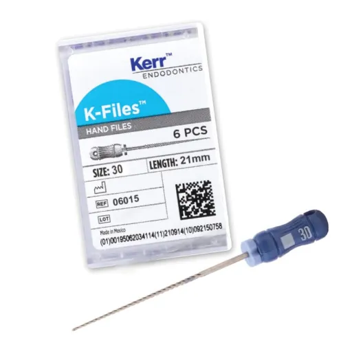 Kerr-K-File, Stainless Steel, 21 mm, # 30, Blue, 6/Pk, 06015