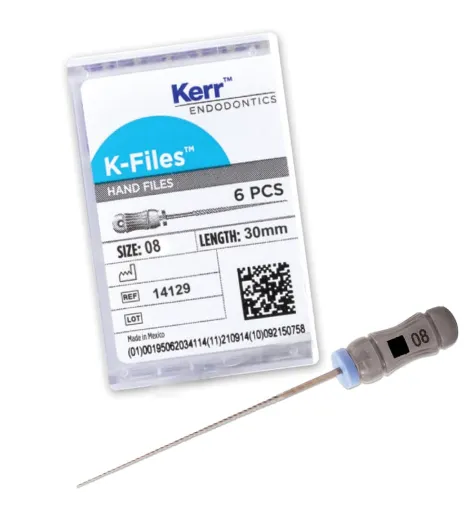 Kerr-K-File, Stainless Steel, 30 mm, # 08, Grey, 6/Pk, 14129