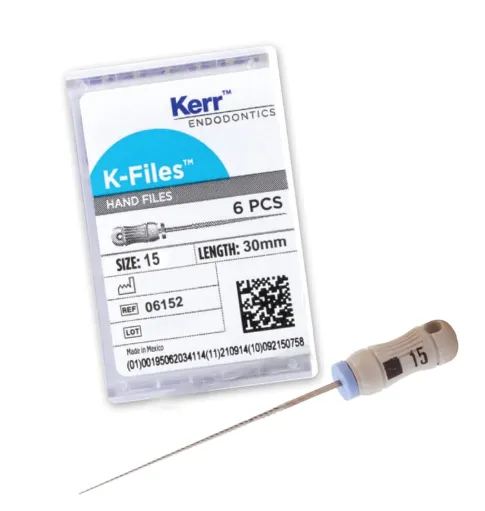 Kerr-K-File, Stainless Steel, 30 mm, # 15, White, 6/Pk, 06152