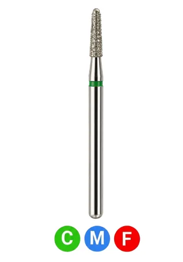 Crosstech-Diamond Burs, FG, Modified Flat End Taper, Coarse, Green, 1.8 mm, 846KR-018C, 5/Pk, A163C