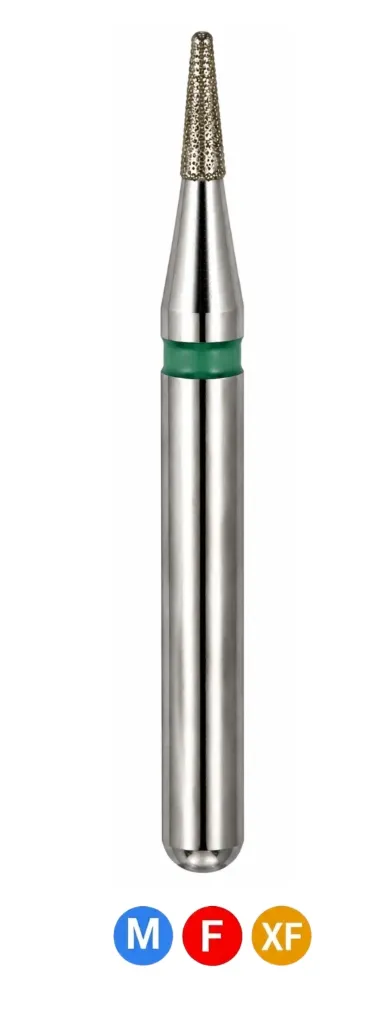Crosstech-Diamond Burs, FG, X-Mas Tree Round End, Extra Fine, Yellow, 1.0 mm, 133-010XF, 5/Pk, DET4P