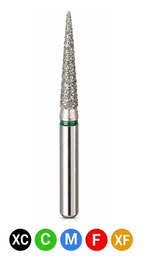 Crosstech-Diamond Burs, FG, Needle, Extra Fine, Yellow, 1.6 mm, 859-016XF, 5/Pk, C7P