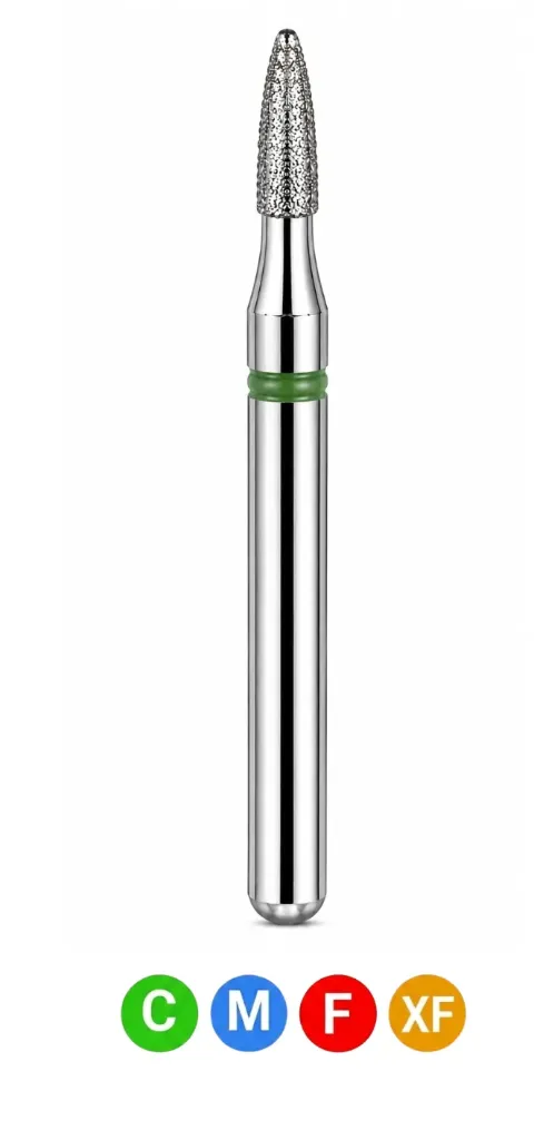 Crosstech-Diamond Burs, FG, Flame, Extra Fine, Yellow, 1.2 mm, 860-012XF, 5/Pk, A26P