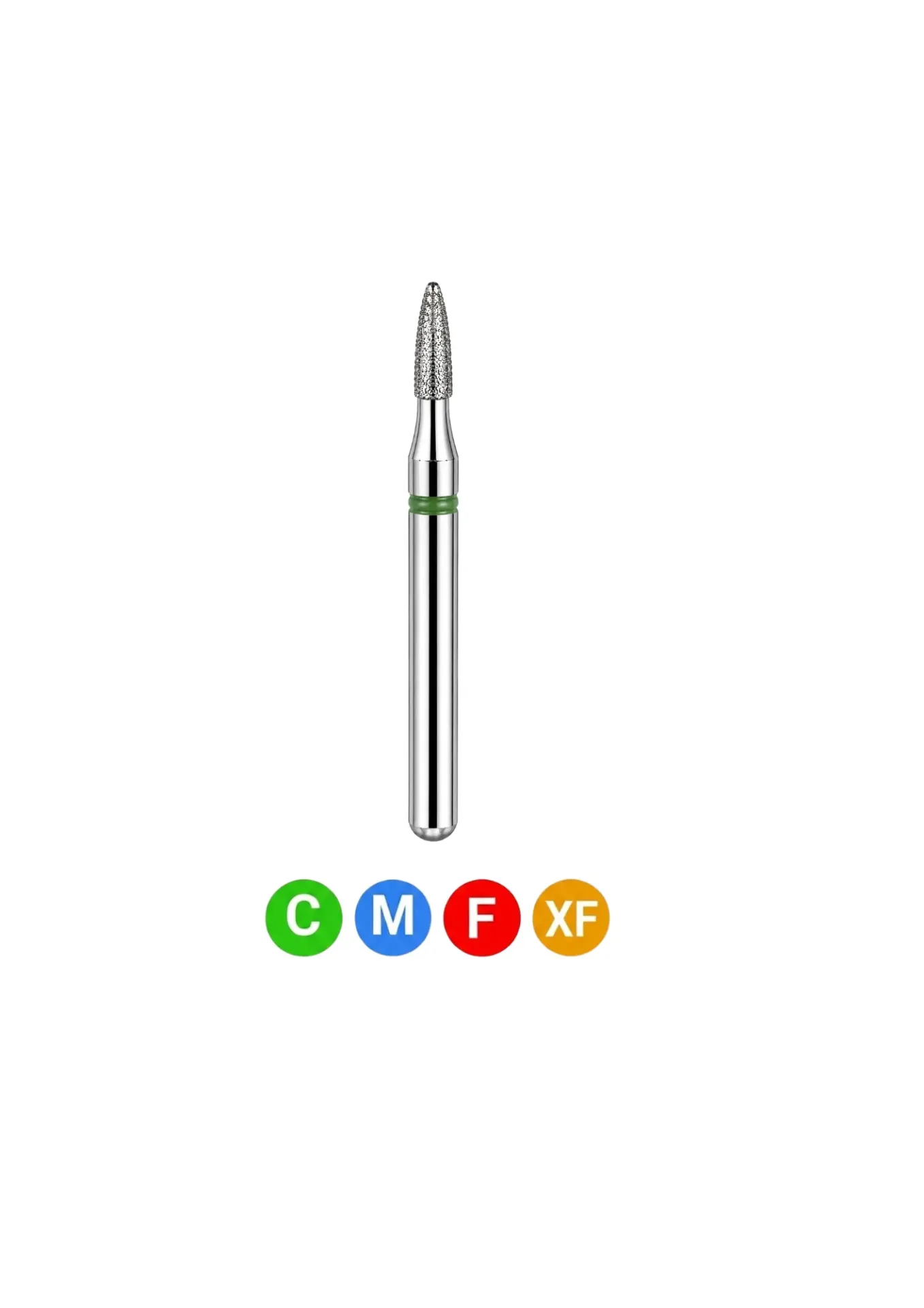 [A26P] Crosstech-Diamond Burs, FG, Flame, Extra Fine, Yellow, 1.2 mm, 860-012XF, 5/Pk, A26P
