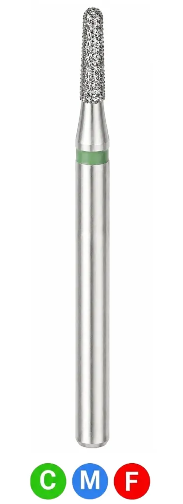 Crosstech-Diamond Burs, FG, Flat End Taper, Fine, Red, 1.0 mm, 845-010F, 5/Pk, A15F