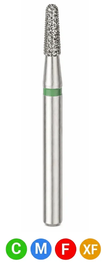 Crosstech-Diamond Burs, FG, Modified Flat End Taper, Fine, Red, 1.6 mm, 847KR-016F, 5/Pk, B4RF