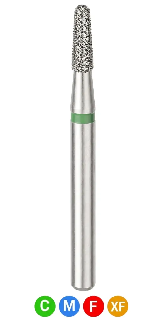 Crosstech-Diamond Burs, FG, Flat End Taper, Xtra Fine, Yellow, 1.0 mm, 845-016XF, 5/Pk, A16XF