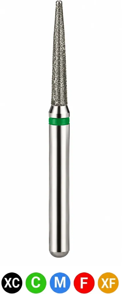 Crosstech-Diamond Burs, FG, Flame, Coarse, Green, 1.2 mm, 863-012C, 5/Pk, C10C