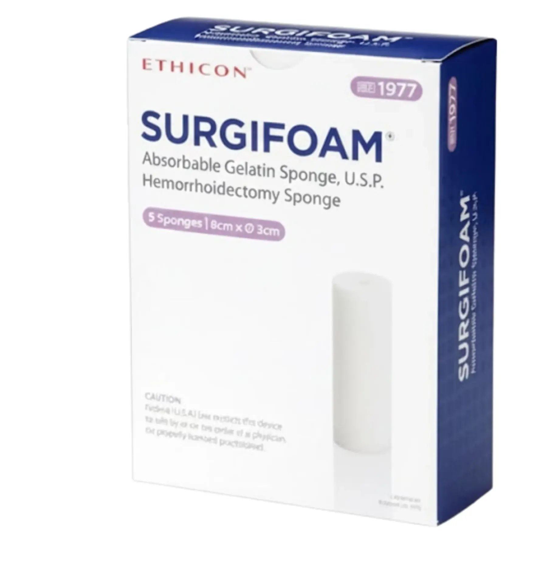 J&J Ethicon-Surgifoam Gelatin Sponge, 2 cm x 6 cm x 0.7 cm, 12/Pk