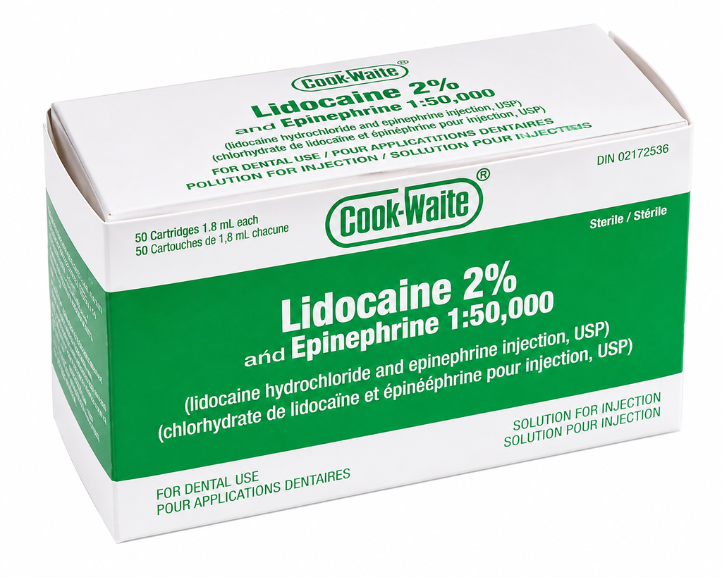[99170] Cook-Waite, Lidocaine HCl 2%, with Epinephrine, 1.8 ml, 50/Pk (1:50,000)