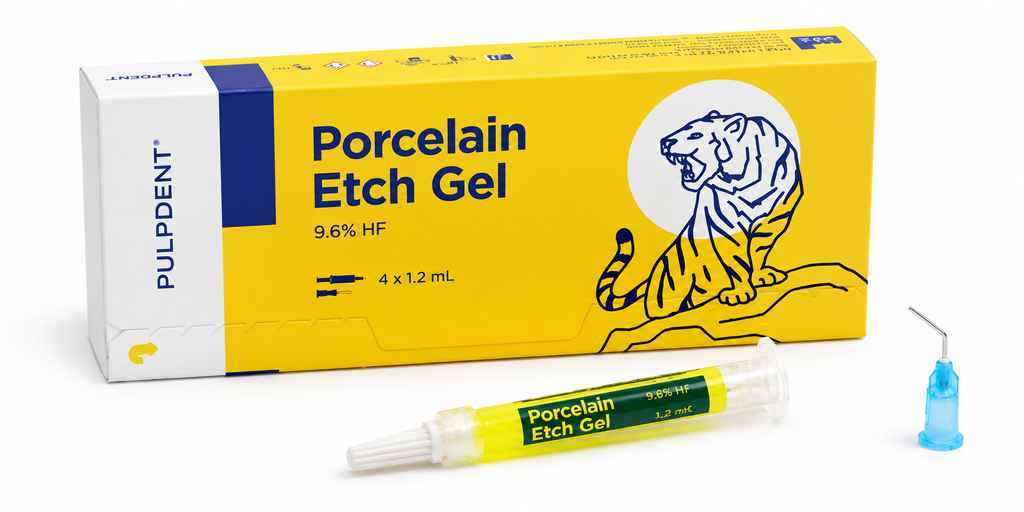 [PEG] Pulpdent-Porcelain Etch Gel 9.6% Hydrofluoric Acid Thixotropic Syringes 4/Pk-PEG