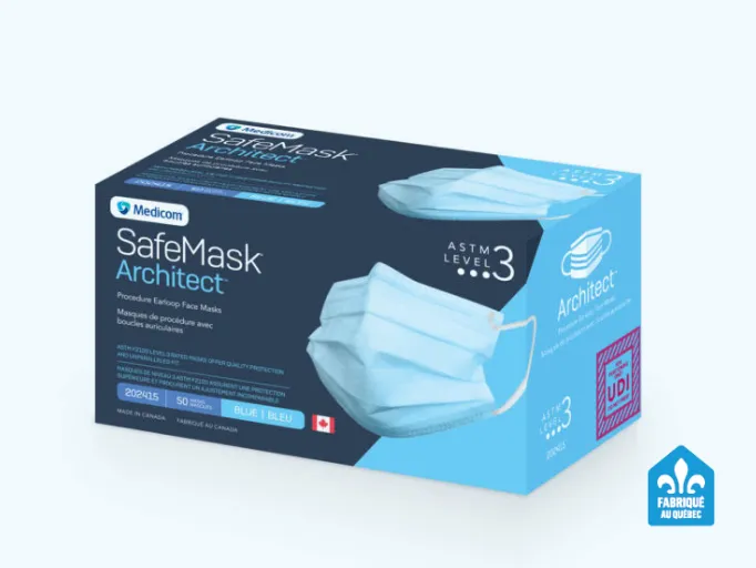 Medicom-SafeMask Architect™ Procedure Earloop Face Mask Level 3, Blue, 50/Bx, 202415