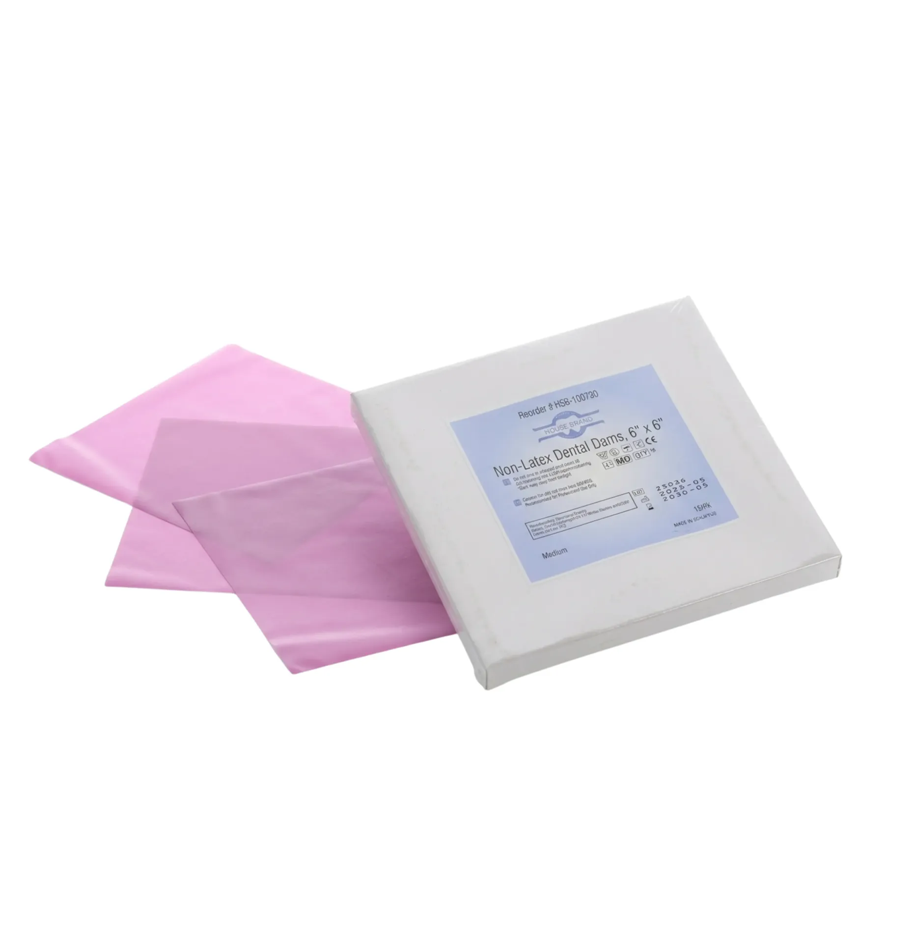 HSB-Rubber Dam Non-Latex Medium-6"x6"-Pink-15/Pk-666-1158AA