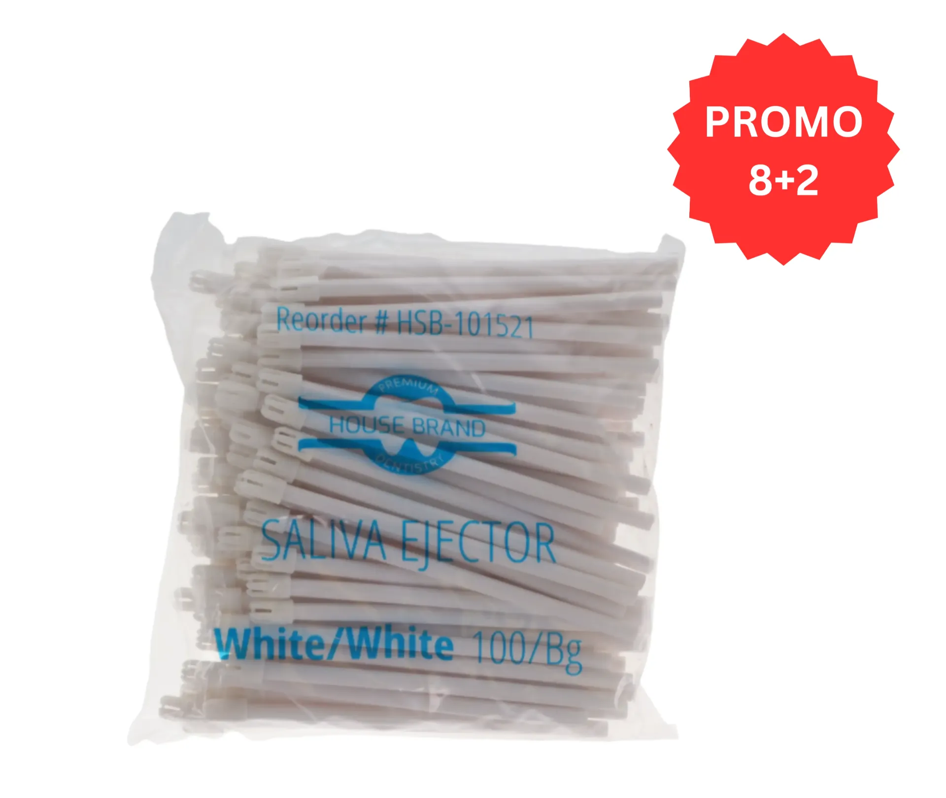 HSB-Saliva Ejector, White/White 100/Bg, 101521 (One box)