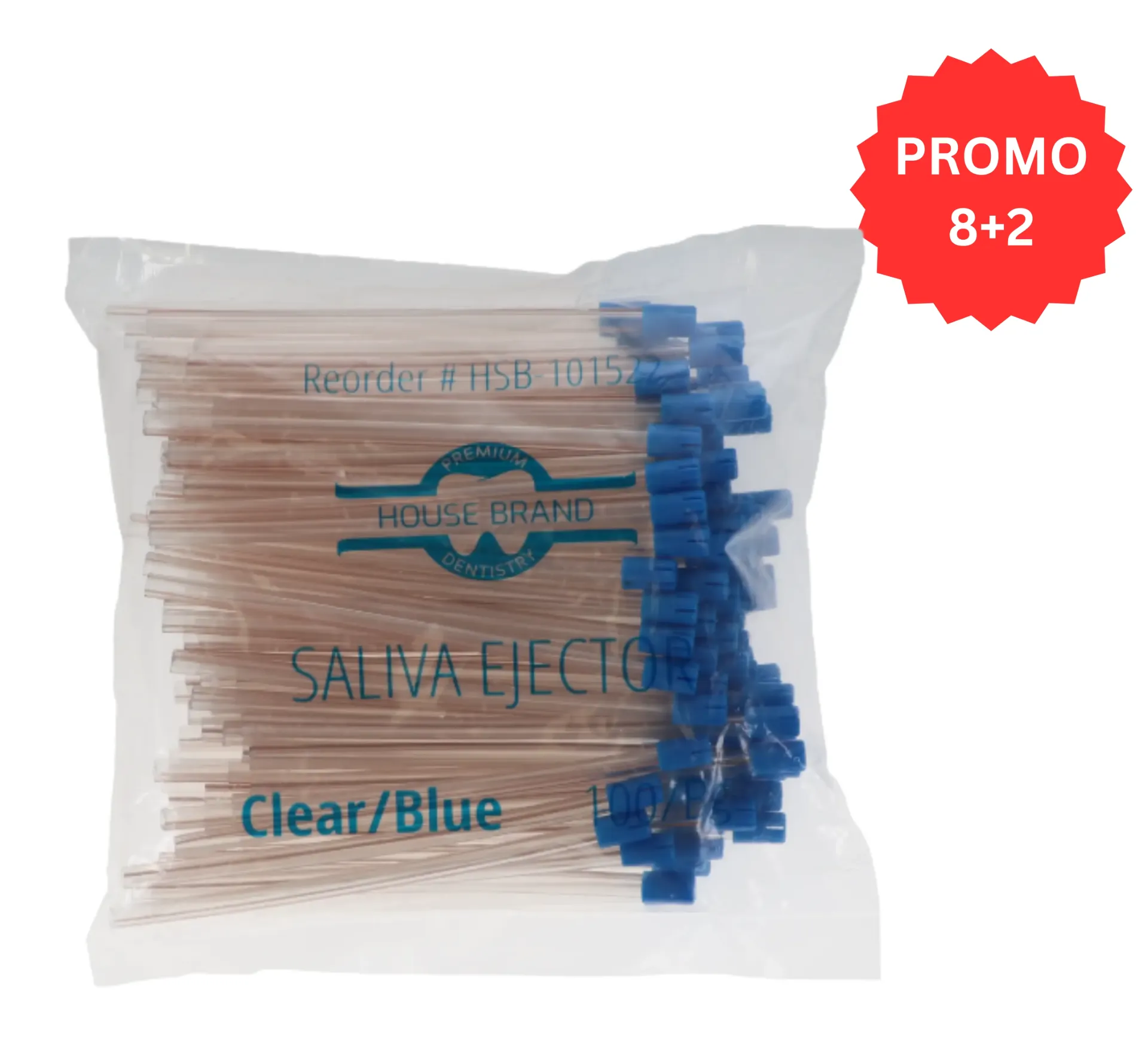 HSB-Saliva Ejector Clear Blue, 100/Bg, 101522 (One box)