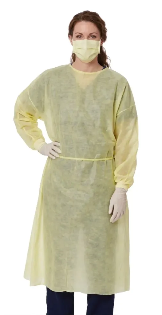 priMED Medical Products -Overhead Isolation Gowns, AAMI Level 2, Thumbloop with Elastic Cuff, Universal, Yellow, 10/Pk, PM4-20662