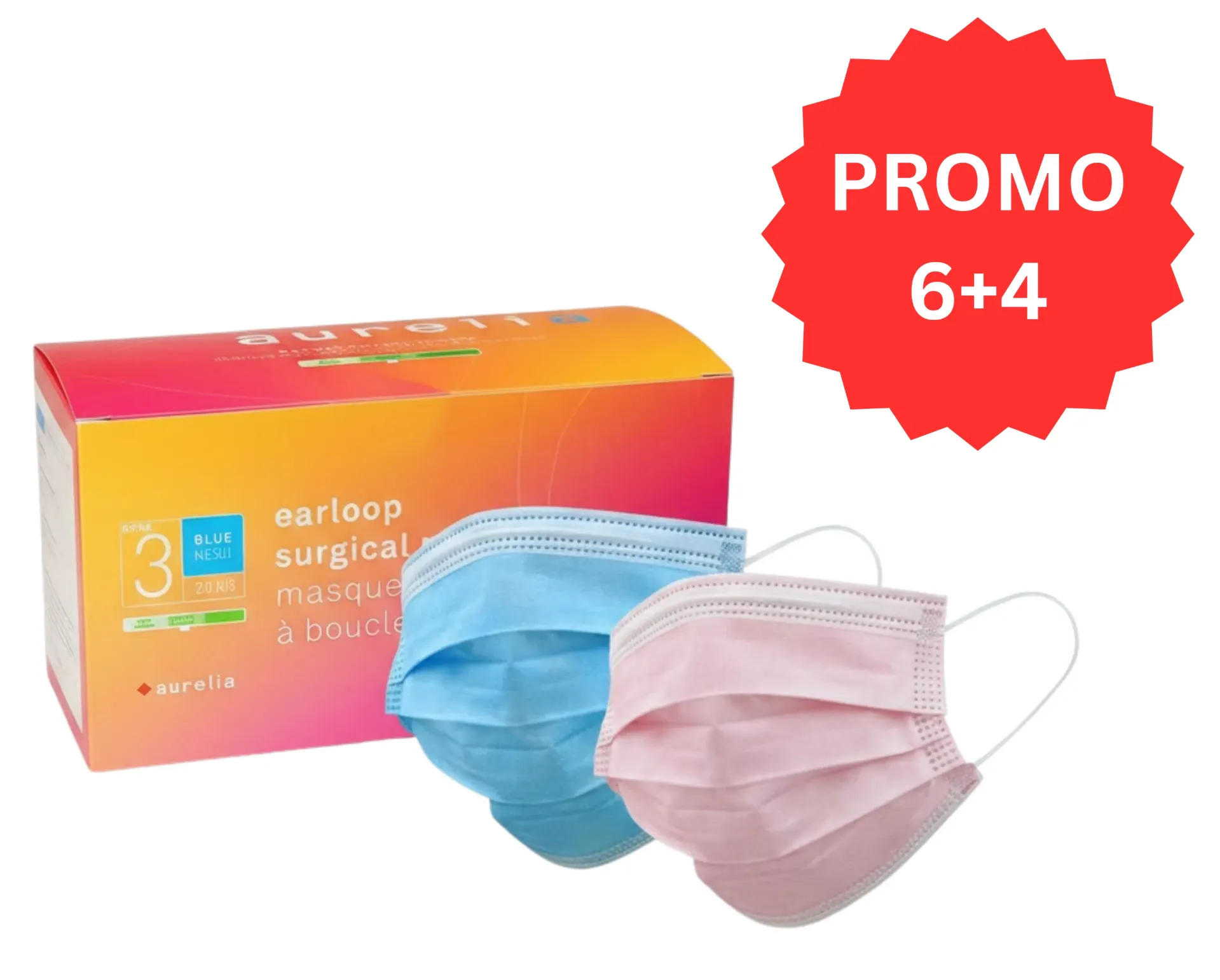 Aurelia-Face Masks, ASTM Level 3, 3-Ply Earloop-50/Pk (One box)